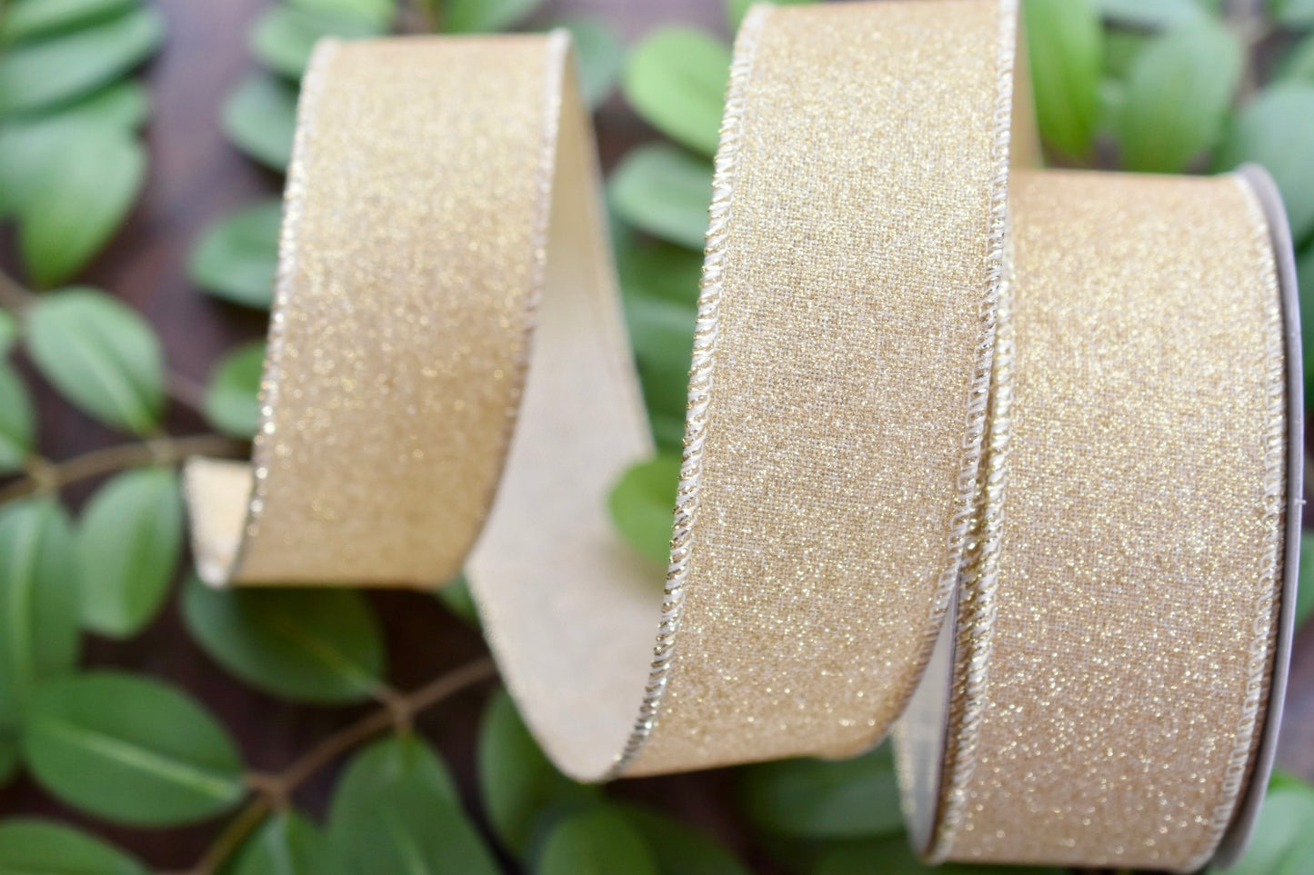 Light Gold Shimmer Glitter Ribbon (1.5 inch) - S7