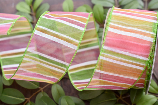 Sheer Spring Stripe Ribbon (2.5 inch) - SP9