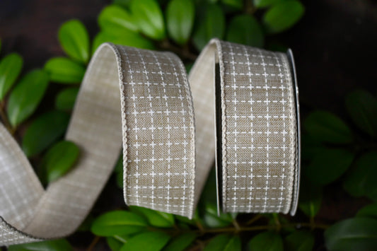 Natural Raised Stitched Square Ribbon (1.5 inch) - RS1