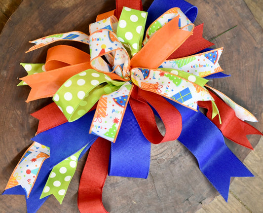 Birthday Celebration Bow with Tails - 12"