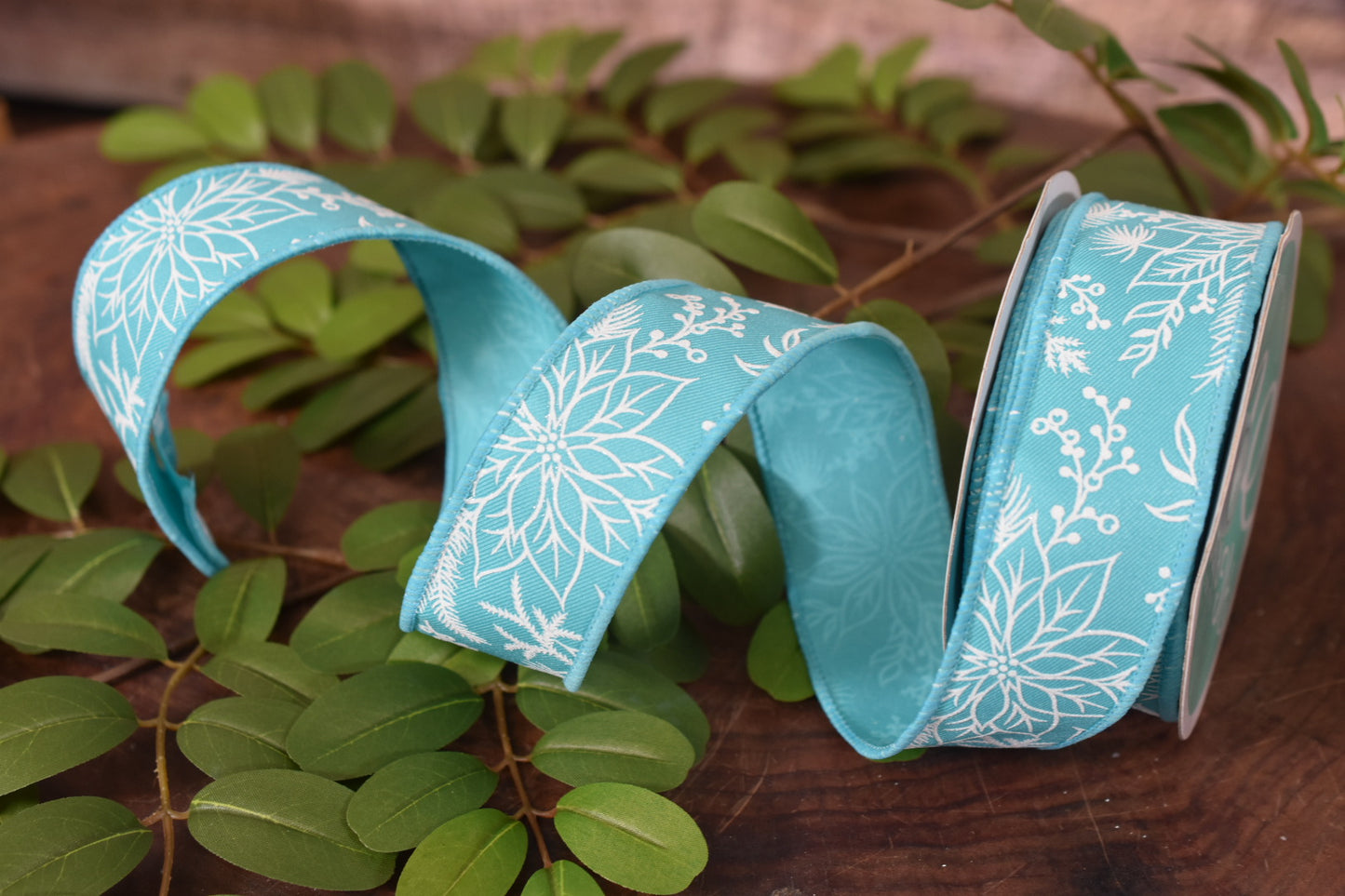 Turquoise Poinsettia Ribbon (1.5 inch) - C9