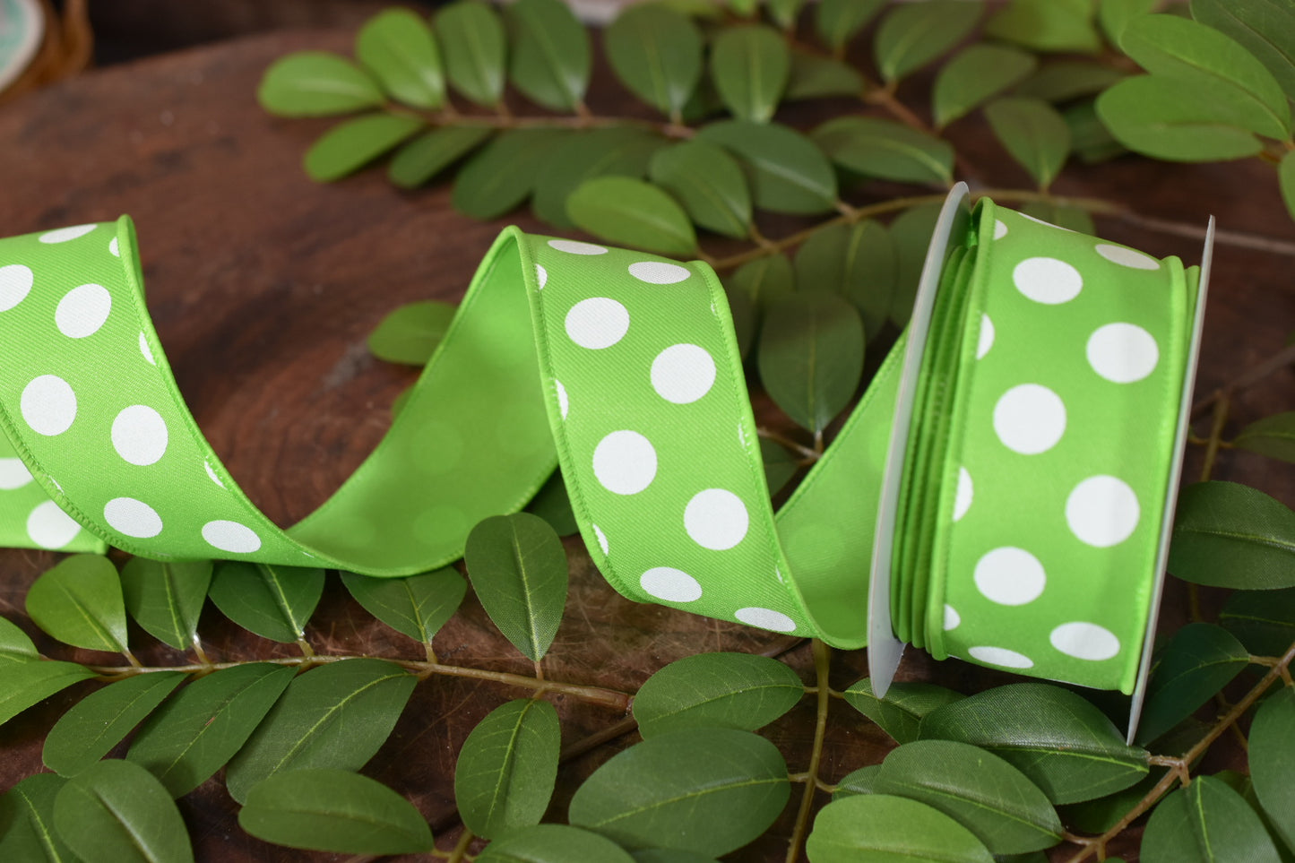 Lime Green Polka Dot Ribbon (1.5 inch) - P1