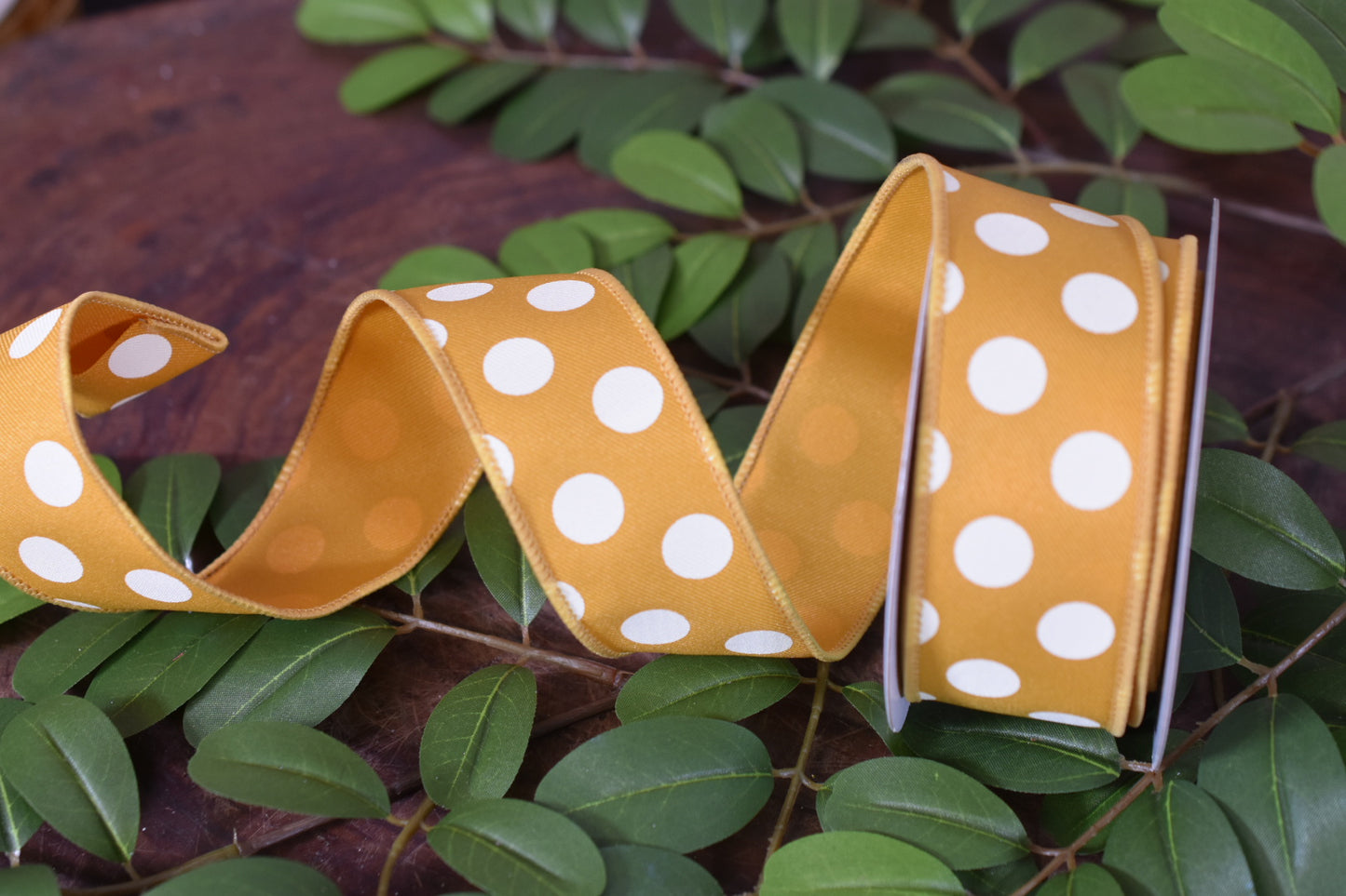 Yellow and Ivory Polka Dot Ribbon (1.5 inch) - P8