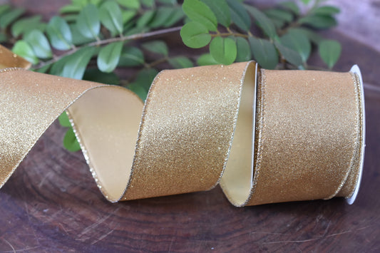 Shimmer Glitter Gold Ribbon (2.5 inch) - S3