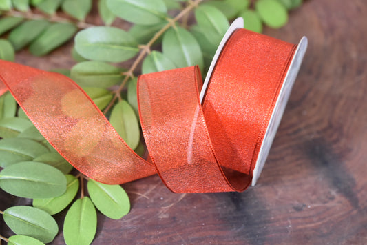 Snow Organza Rust Ribbon (1.5 inch) - O5