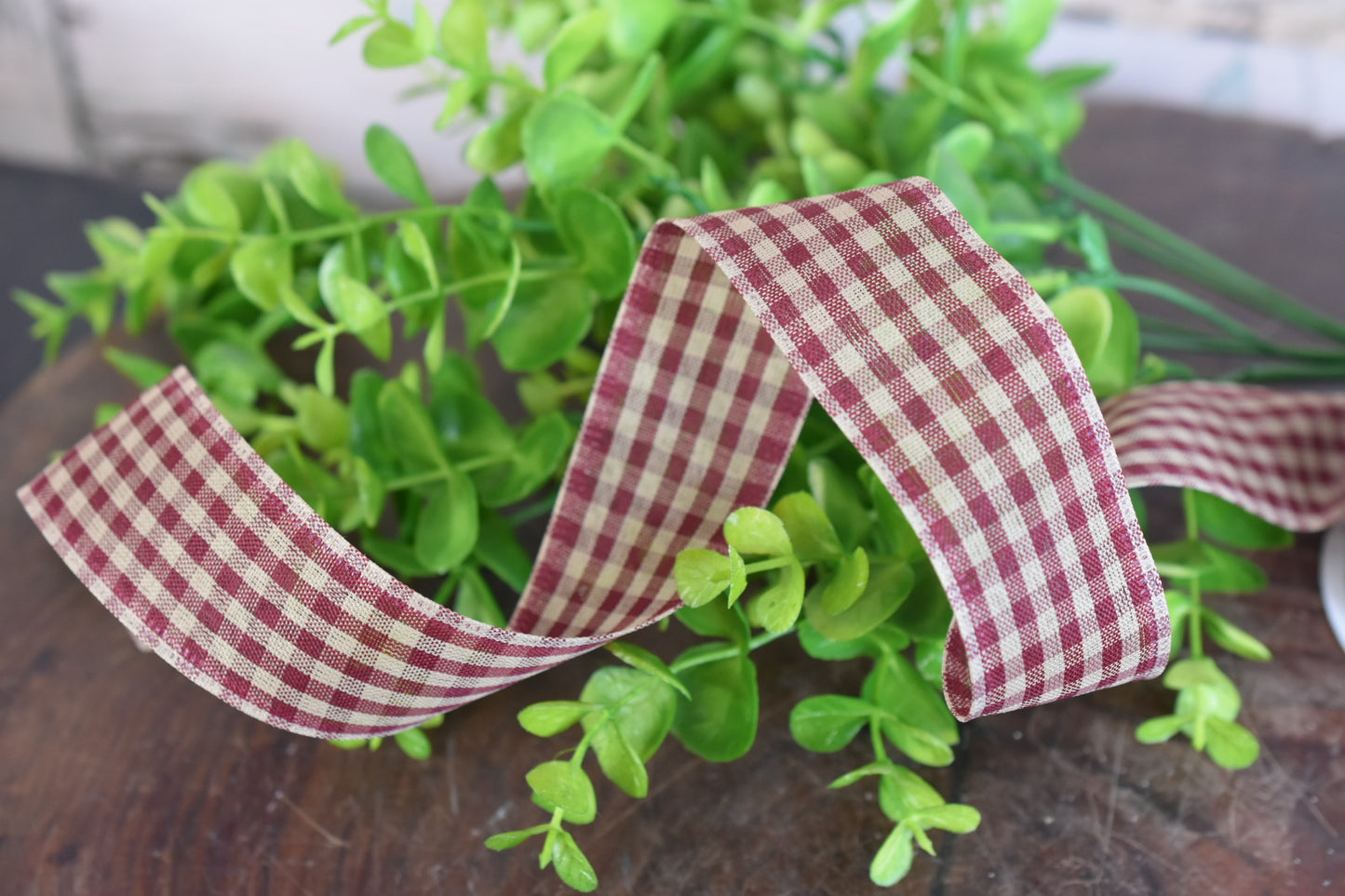 Maroon Gingham Ribbon (1.5 inch) - GC6