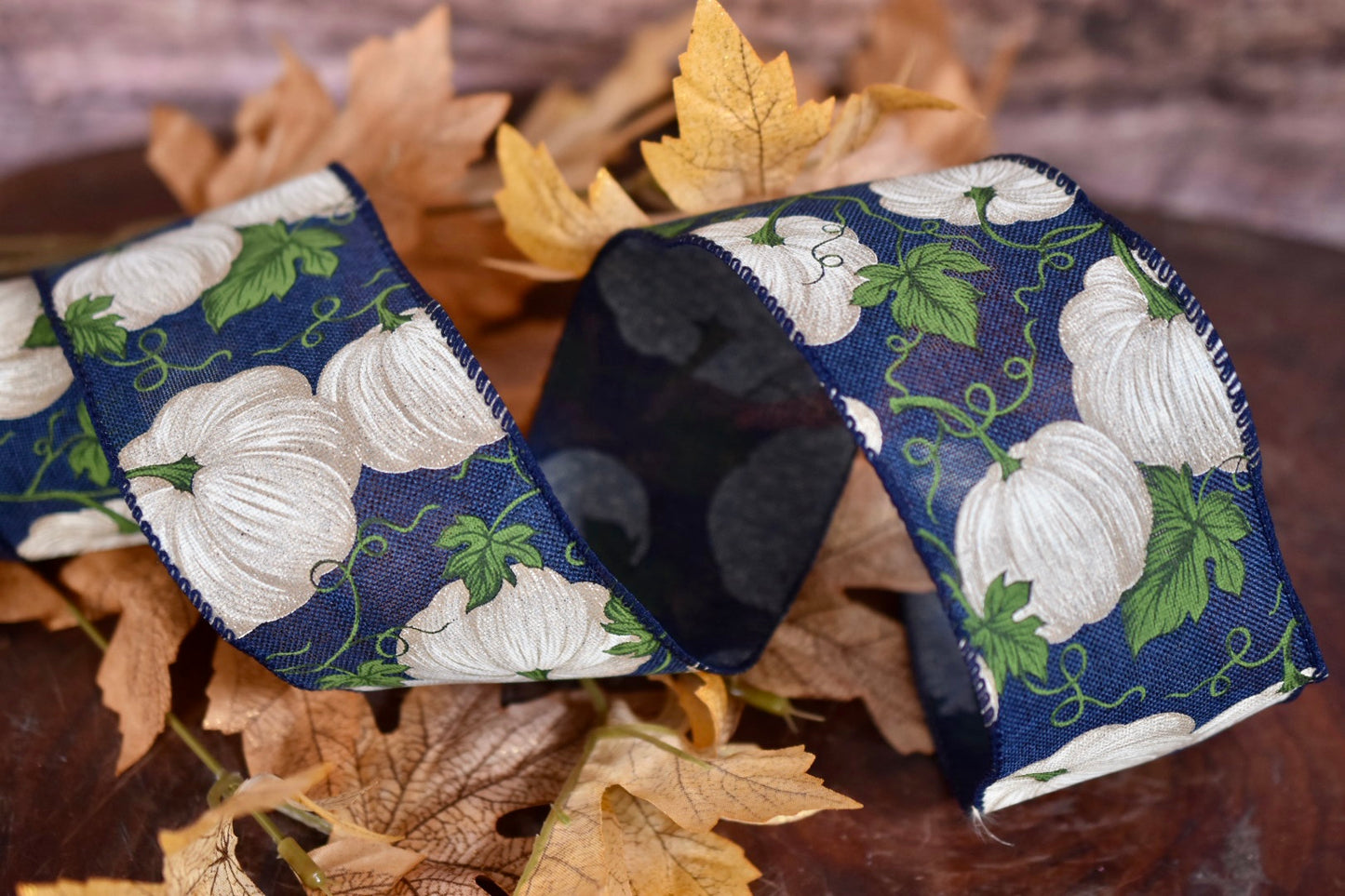 Navy Blue and White Pumpkins (2.5 Inch)- T1