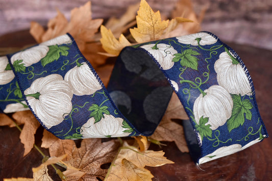 Navy Blue and White Pumpkins (2.5 Inch)- T1