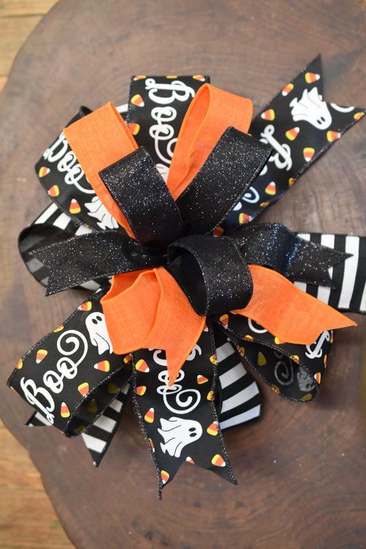 Boo! Bow with Tails - 12"