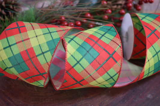 Traditional Christmas Plaid Ribbon (4 inch) - C29