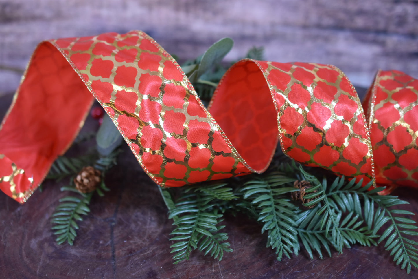 Red and Gold Satin Ribbon (2.5 inch) - C31