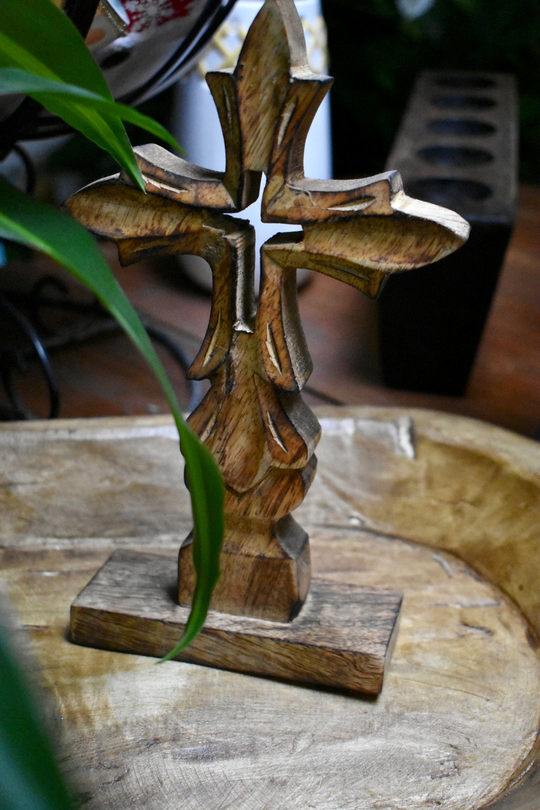 Natural Wooden Stand Alone Cross