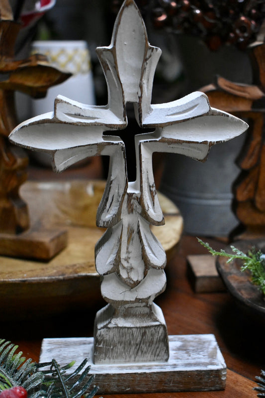 White Wooden Stand alone cross