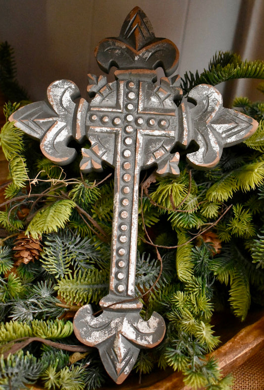 Gray and Silver Hanging Cross