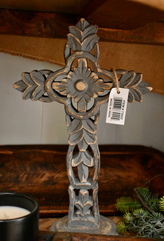 Gray Wooden stand alone Cross