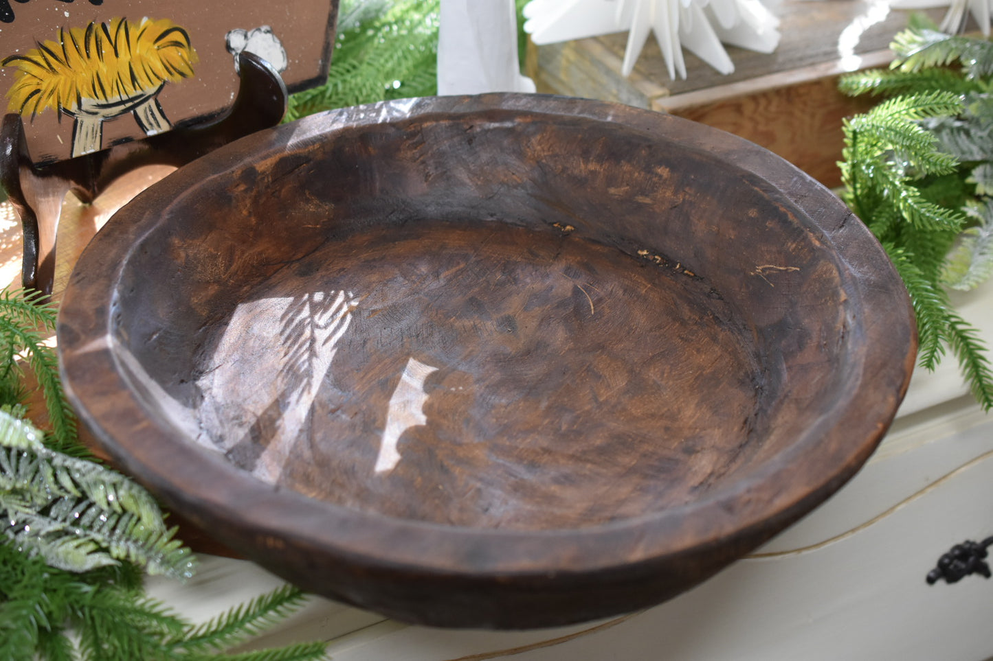 Large Wood Round Bowl