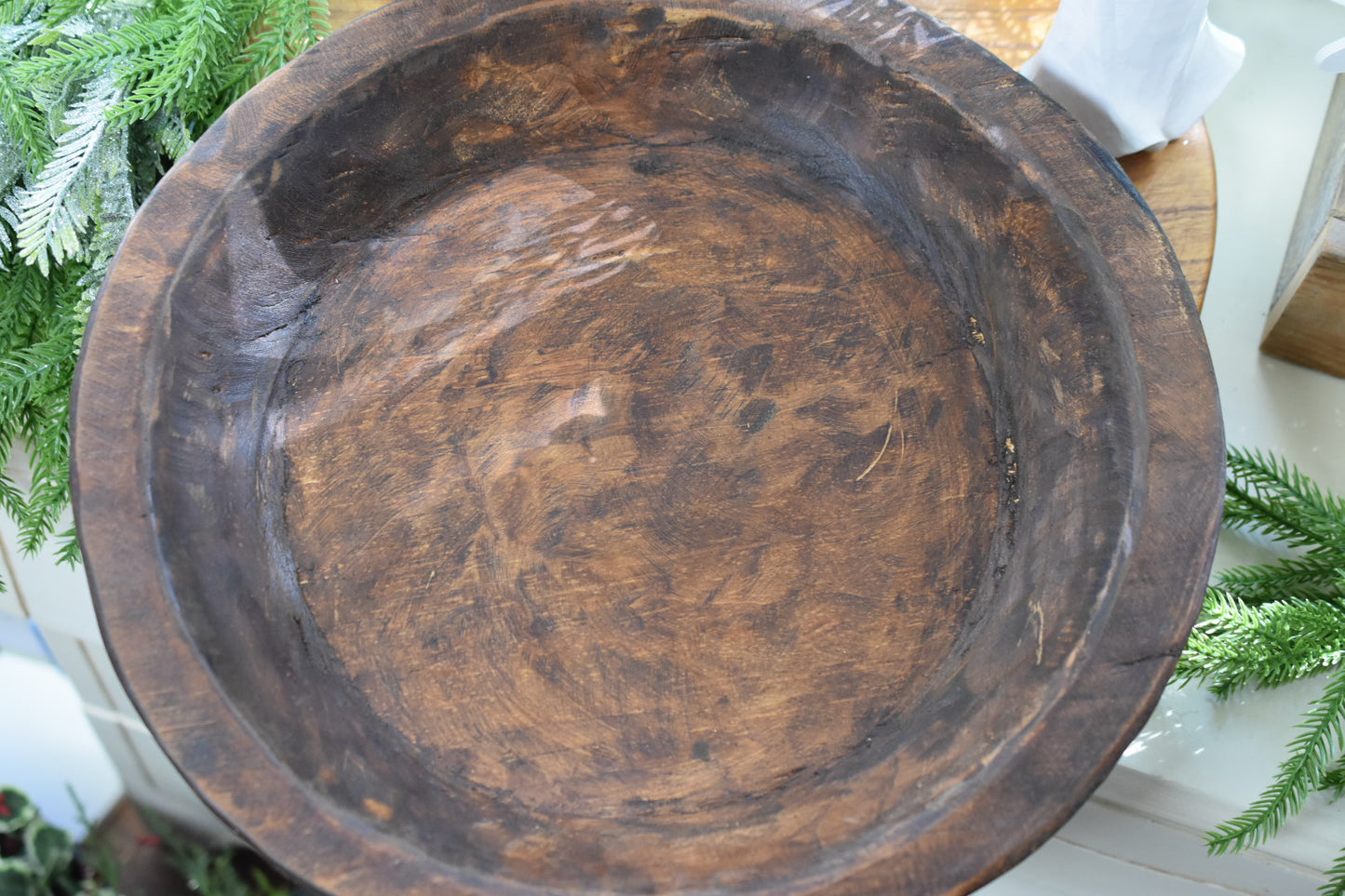 Large Wood Round Bowl