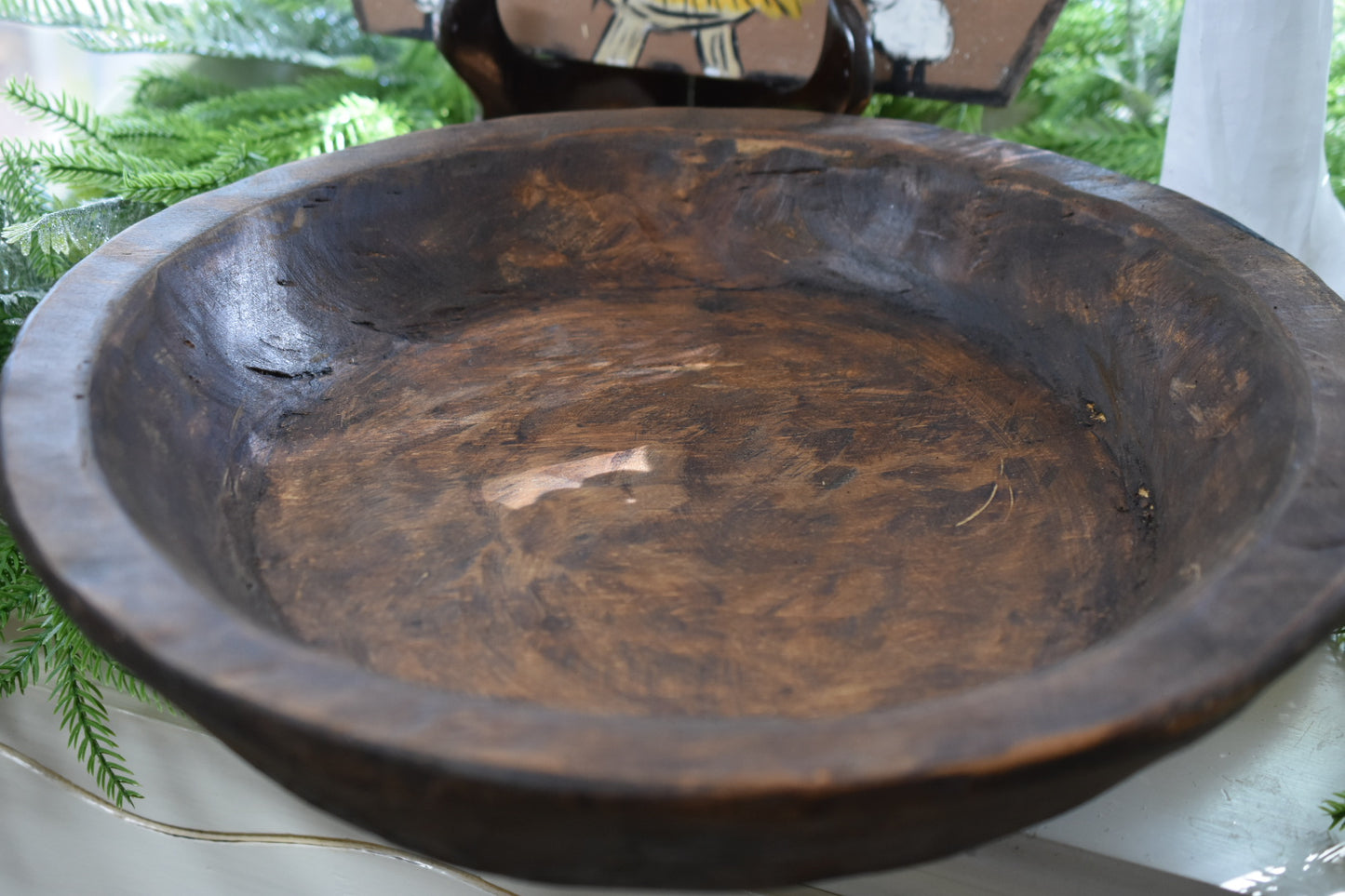 Large Wood Round Bowl