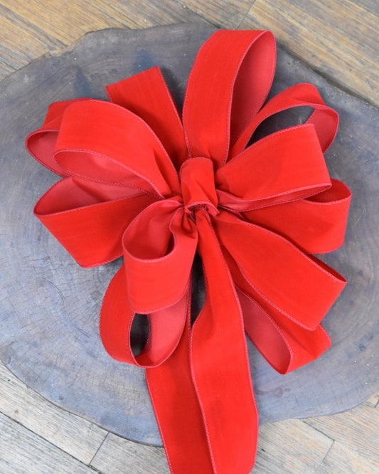 Red Velvet Bow (L) - 12 loops