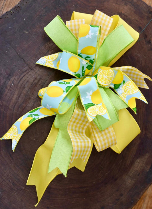 Burst of Lemon Bow with Tails - 12"