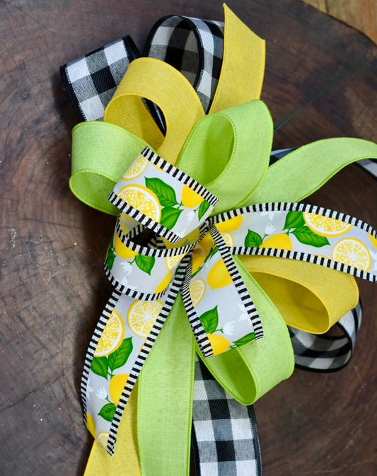 Lemon Lush Bow with Tails - 12"