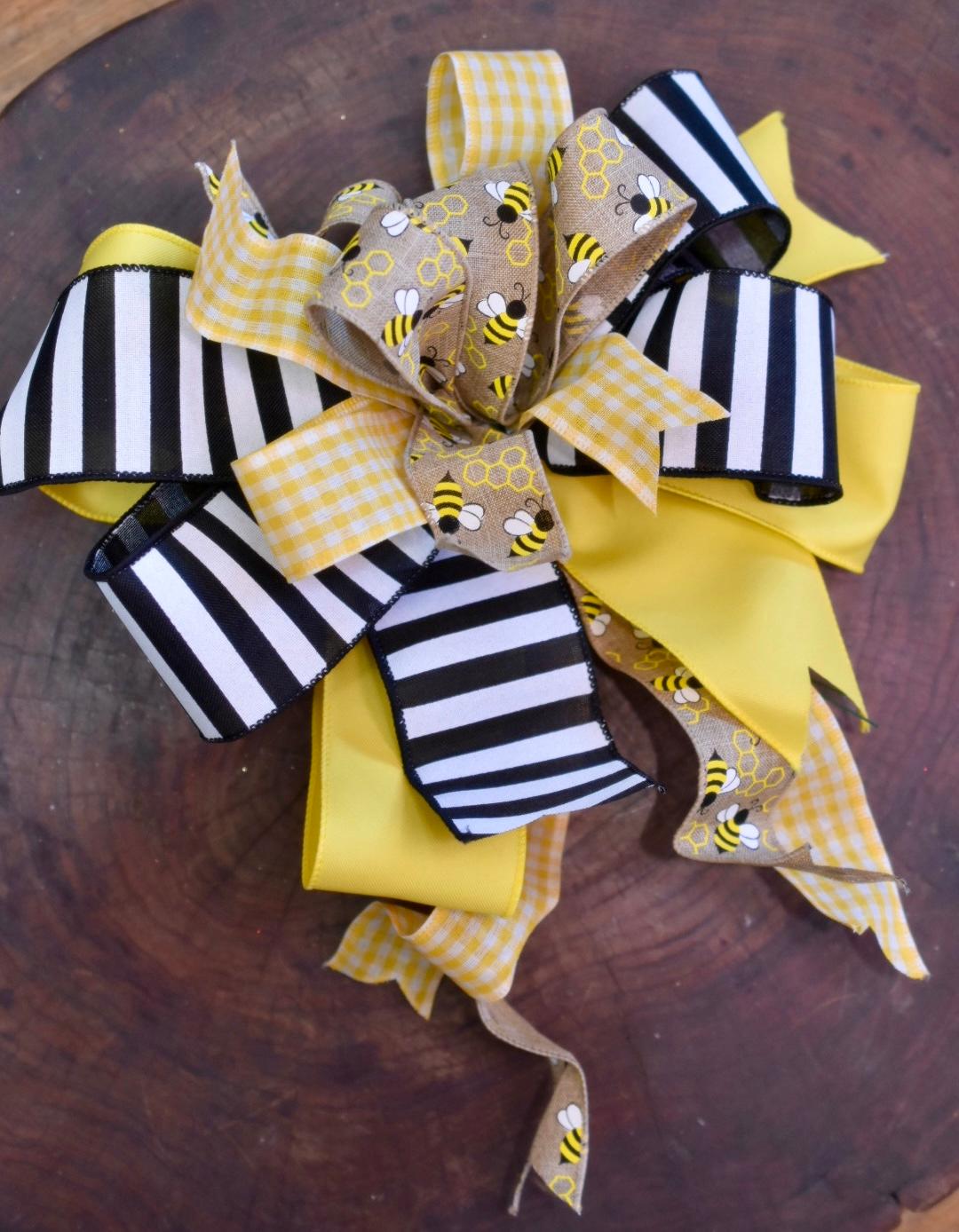 Bee Happy Bow with Tails - 12"