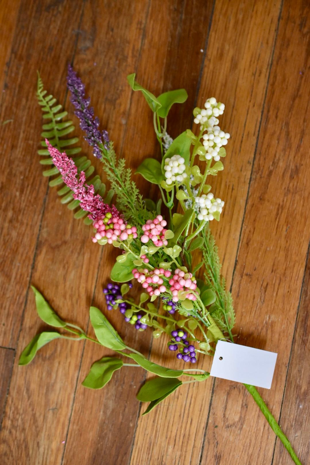 20" Bead and Fern Spray in Purple, Pink, and White - B1