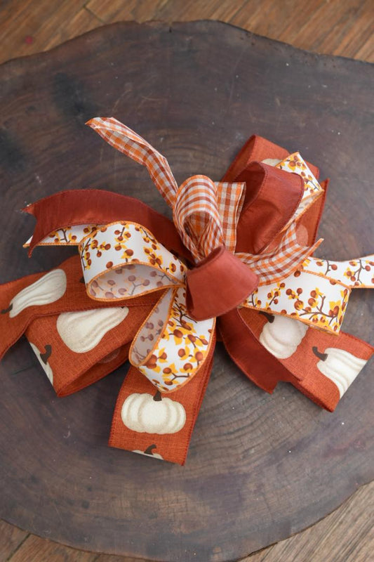 Pumpkin Spice Bow with Tails - 12"