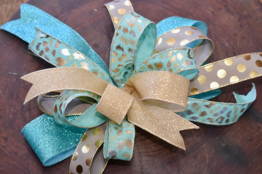 Mint Leopard Bow - 12"